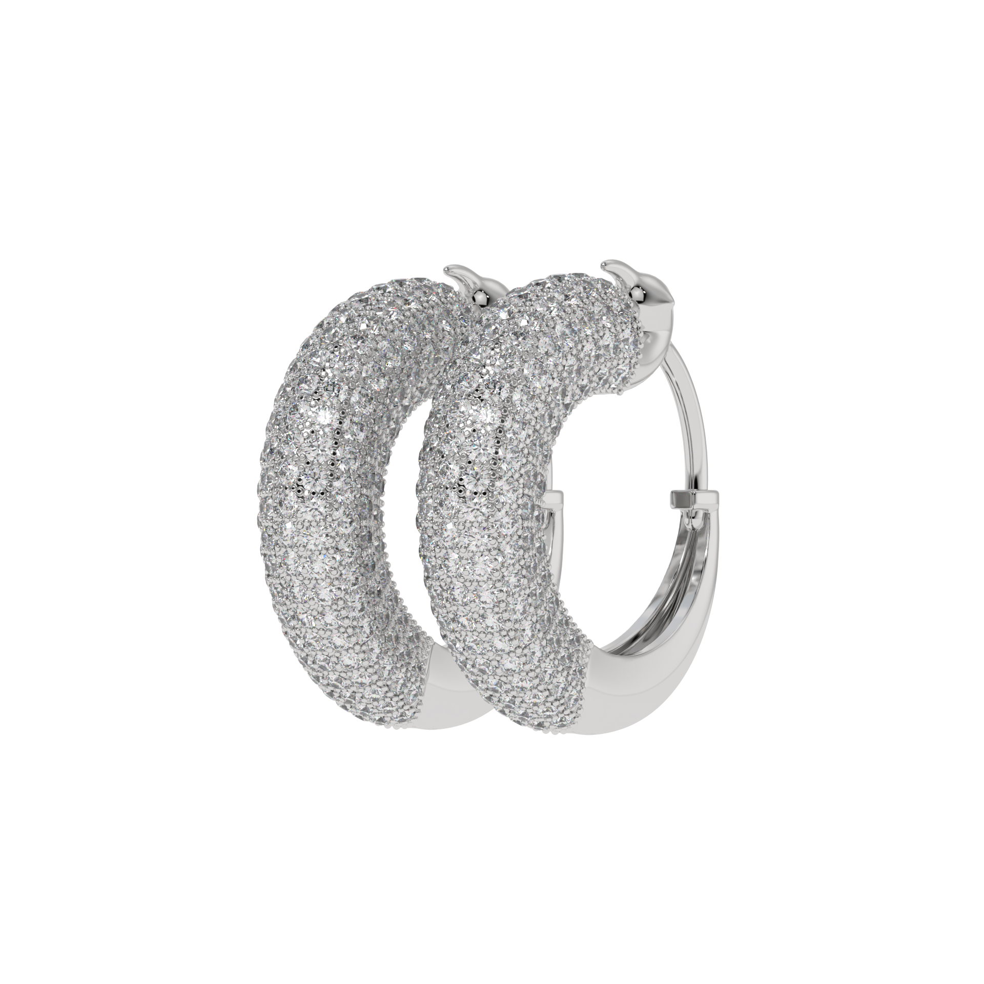 Pavé Diamond Wide Hoop Earrings CaratLink