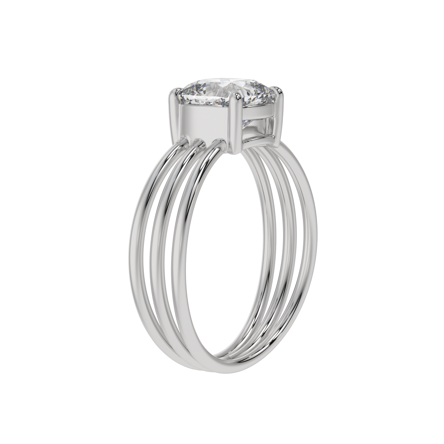 Triple Grace Cushion Solitaire Ring - Caratlink