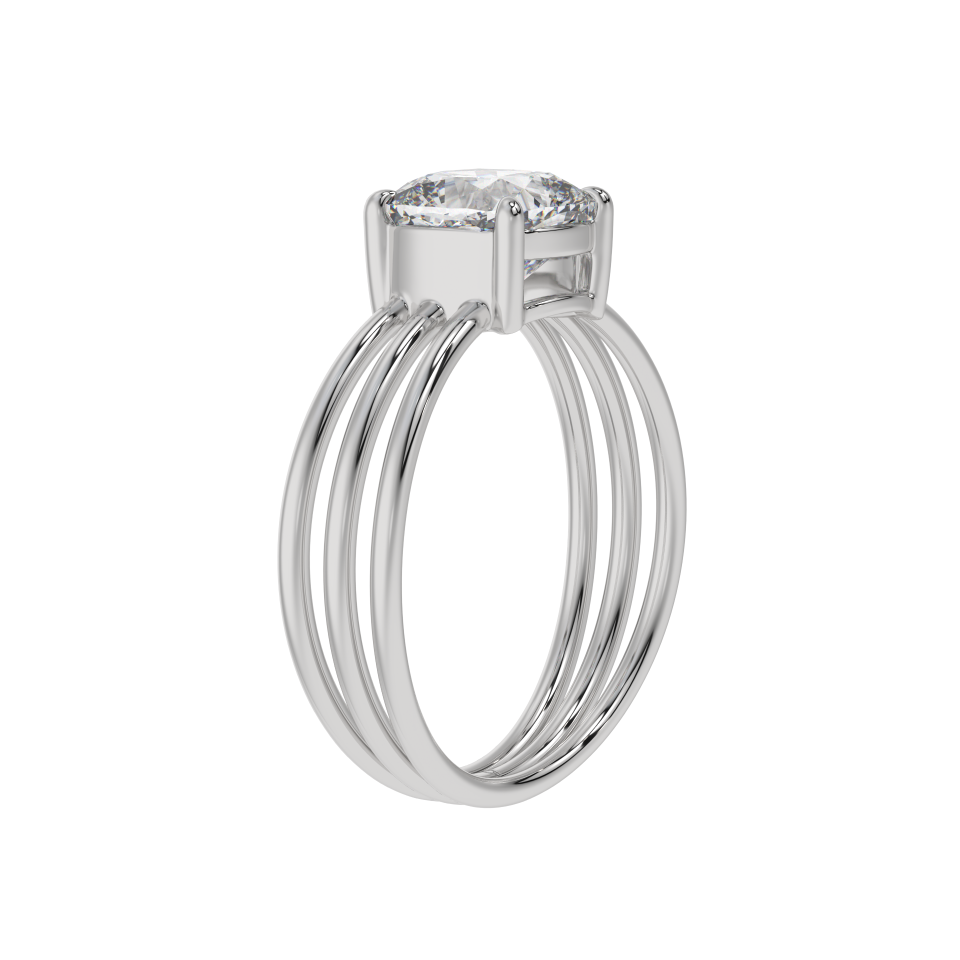 Triple Grace Cushion Solitaire Ring - Caratlink