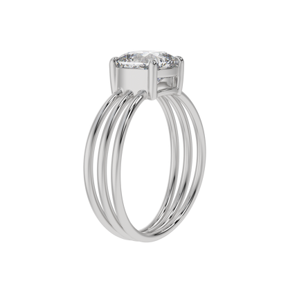 Triple Grace Cushion Solitaire Ring - Caratlink