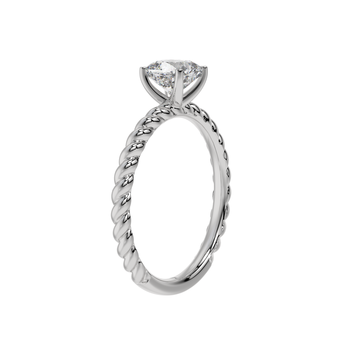 Twisted Rope Cushion Solitaire Ring - Caratlink