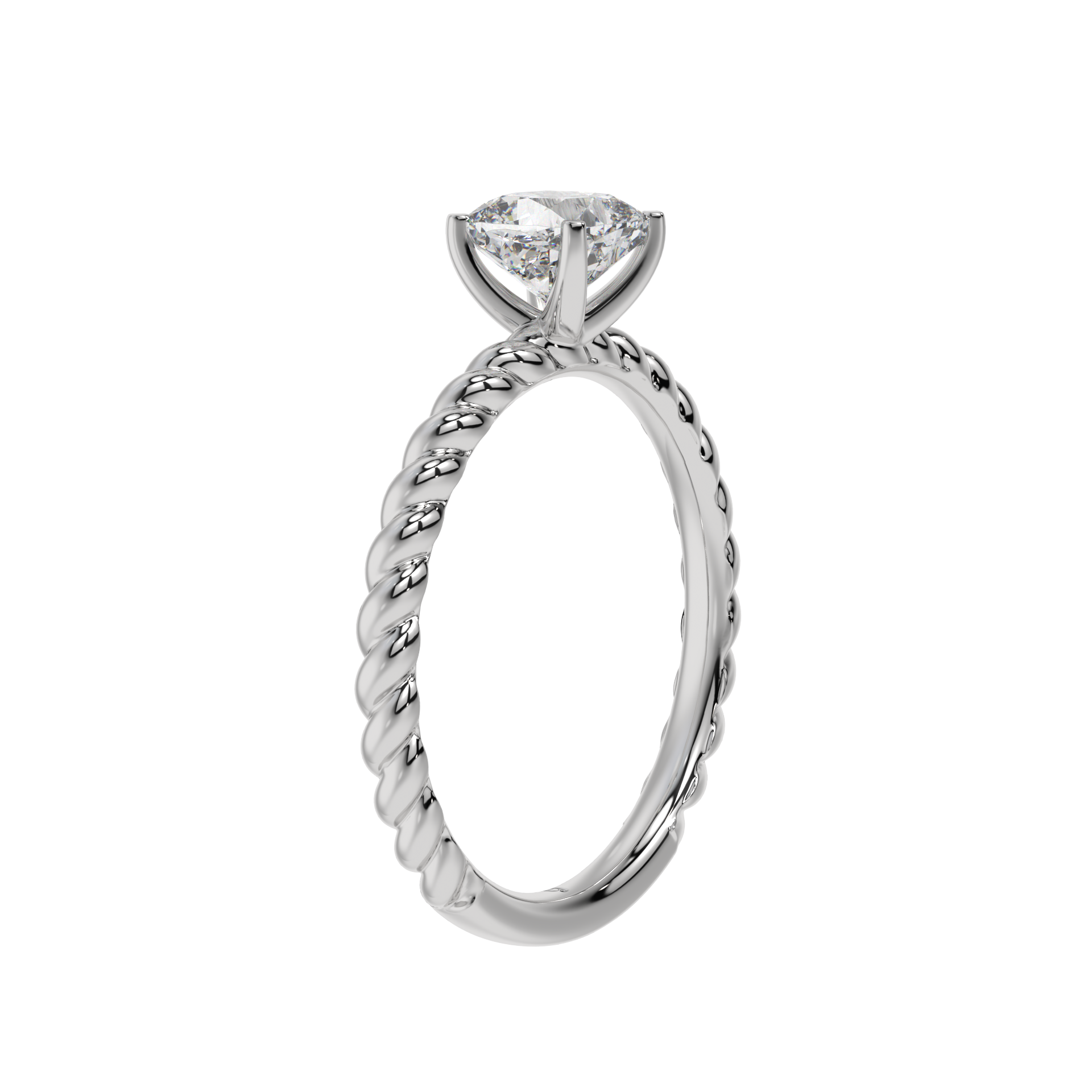 Twisted Rope Cushion Solitaire Ring - Caratlink