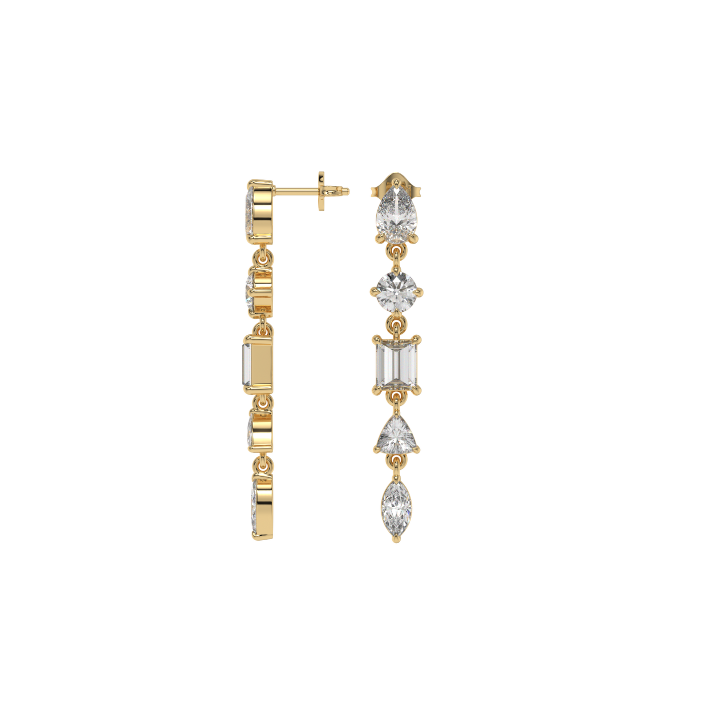 Multi-Shape Diamond Drop Earrings Caratlink