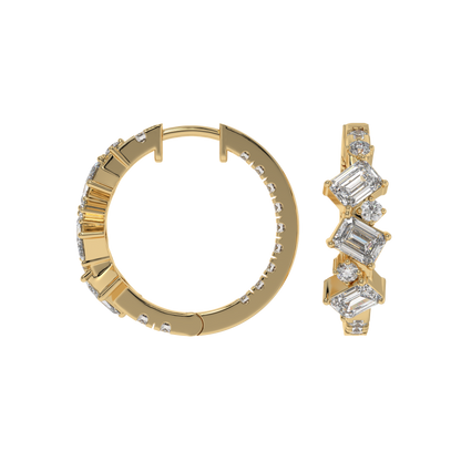 Geometric Emerald Diamond Hoop Earrings Caratlink