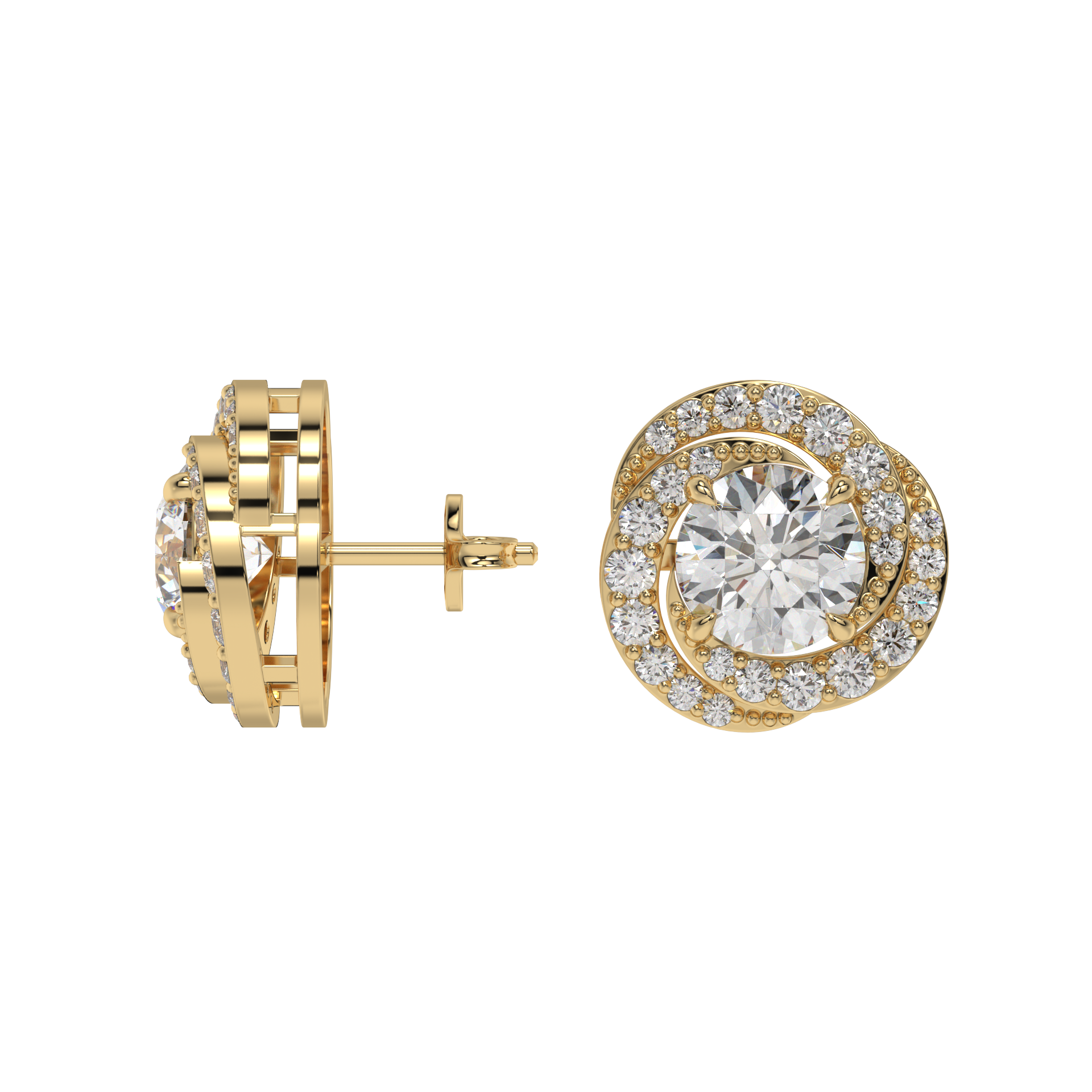 Twirl Halo Diamond Studs CaratLink