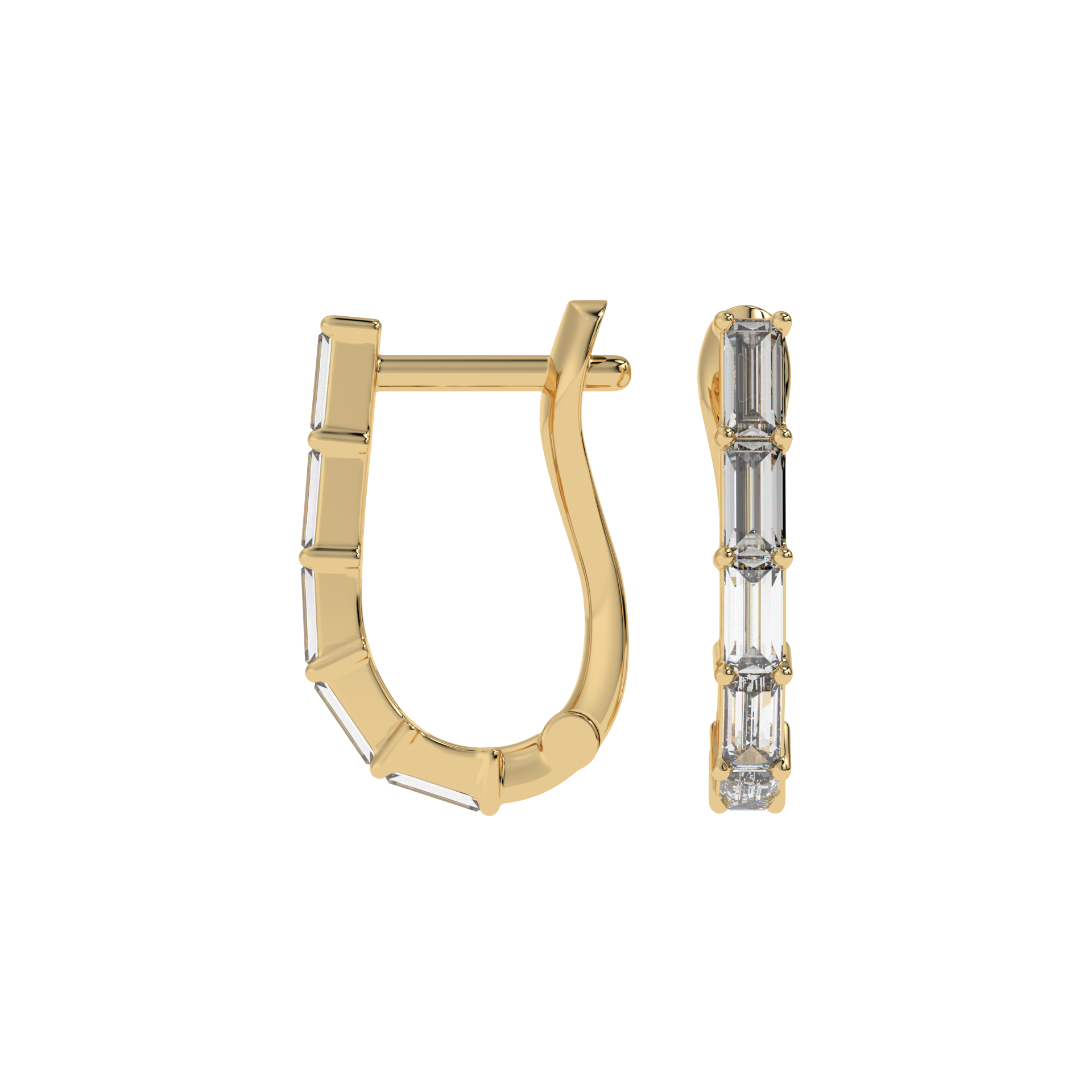 Baguette Diamond Hoop Earrings CaratLink