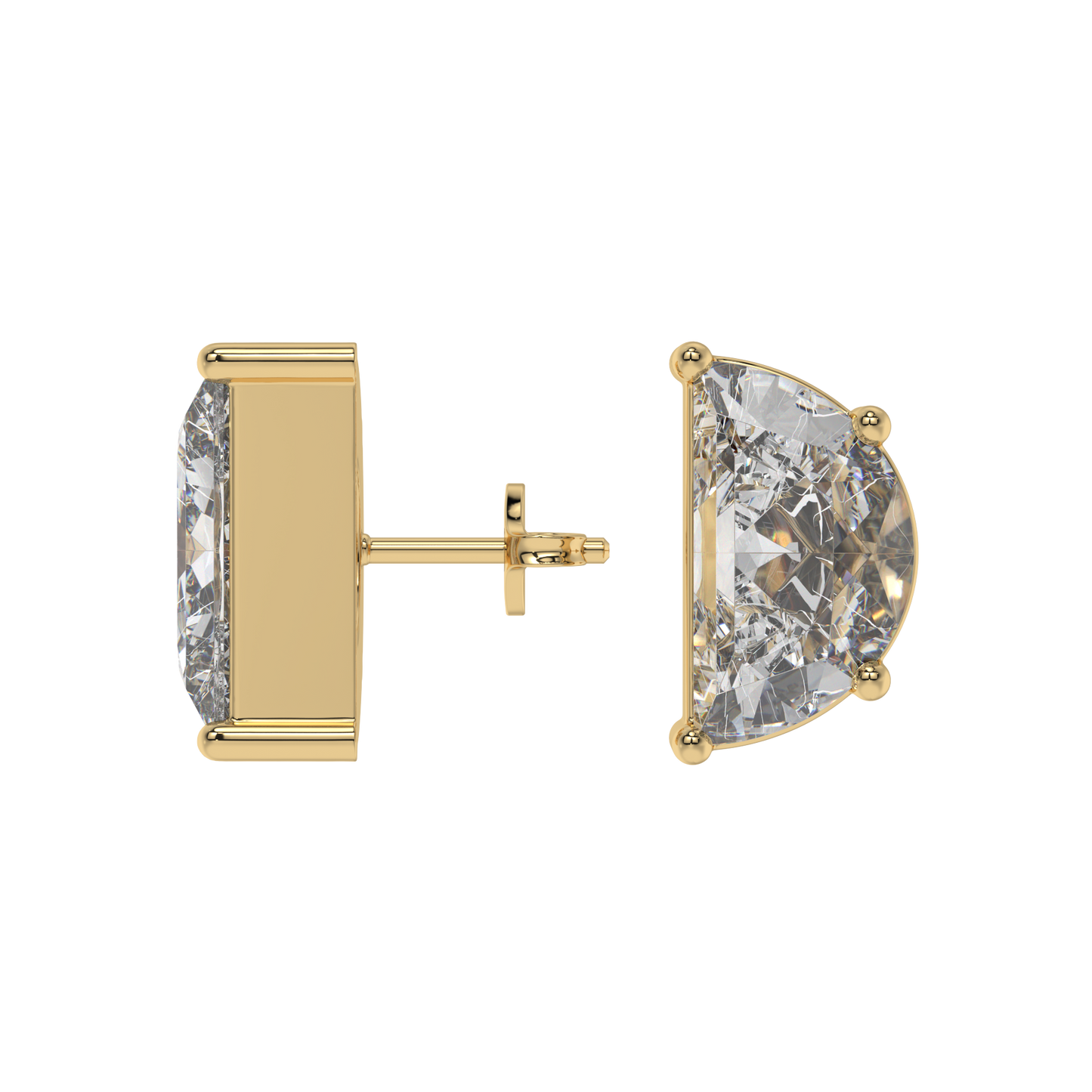 Half Moon Diamond Stud Earrings Caratlink