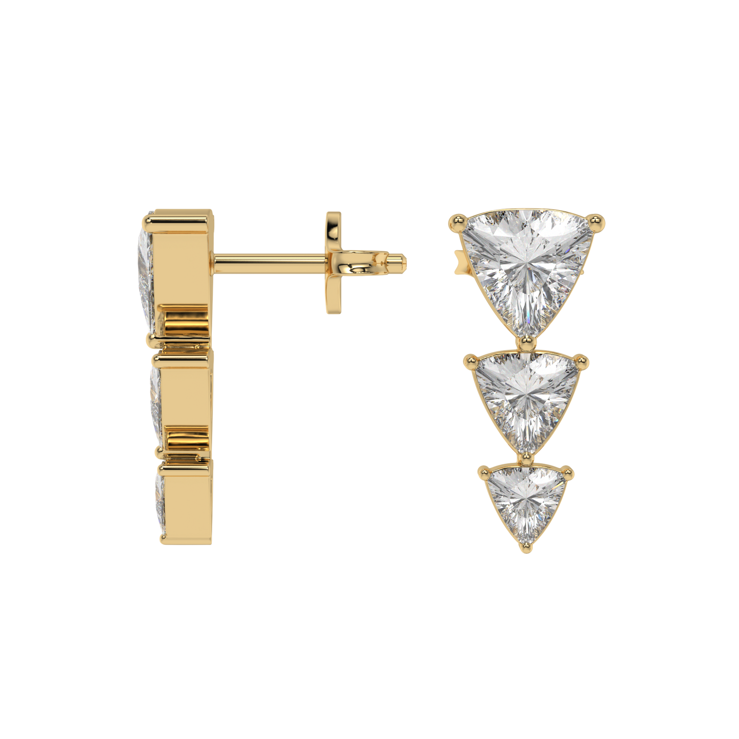 Trillion Cascade Diamond Stud Earrings Caratlink