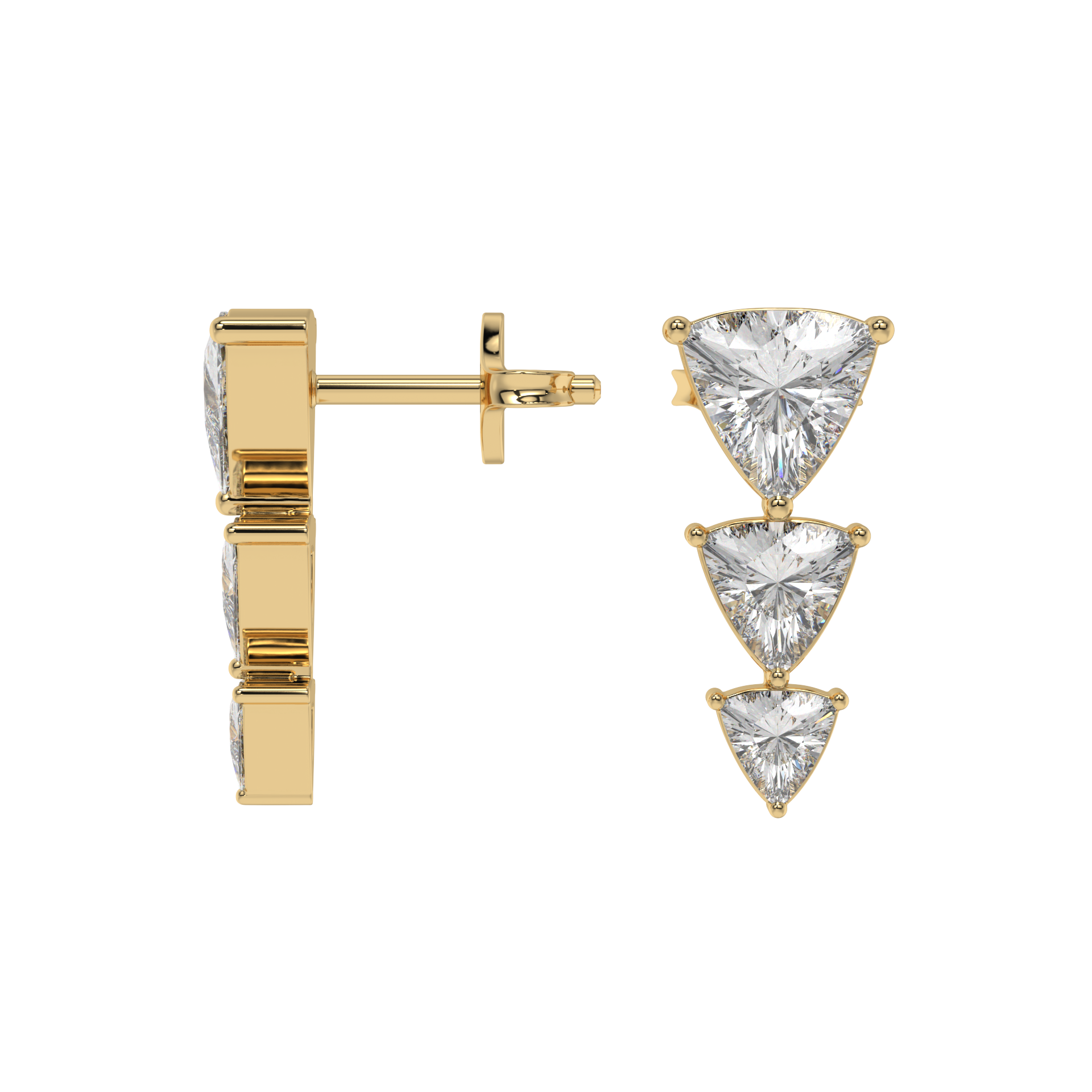 Trillion Cascade Diamond Stud Earrings Caratlink