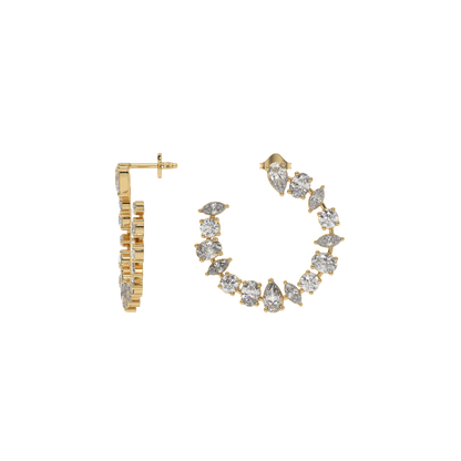 Multi-Shape Diamond Crescent Hoop Earrings Caratlink