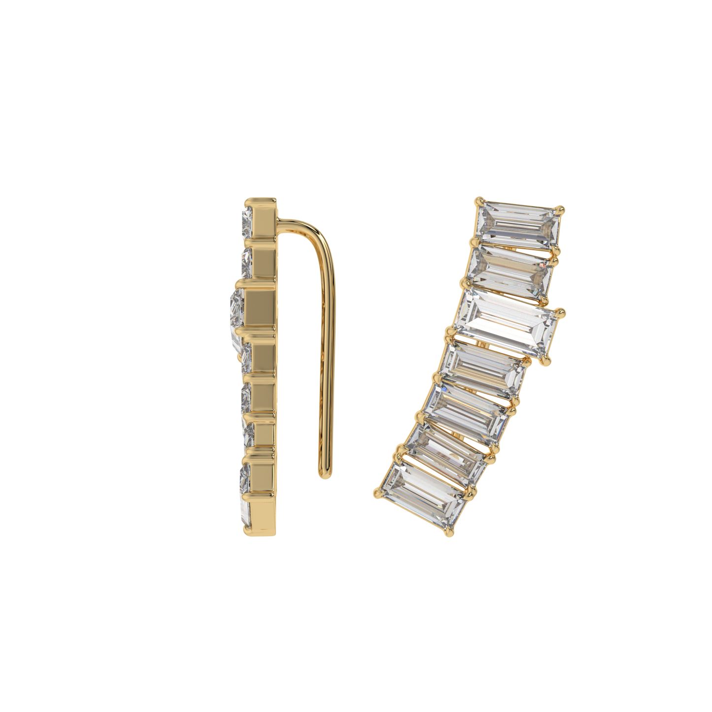 Baguette Cascade Diamond Ear Cuffs Caratlink