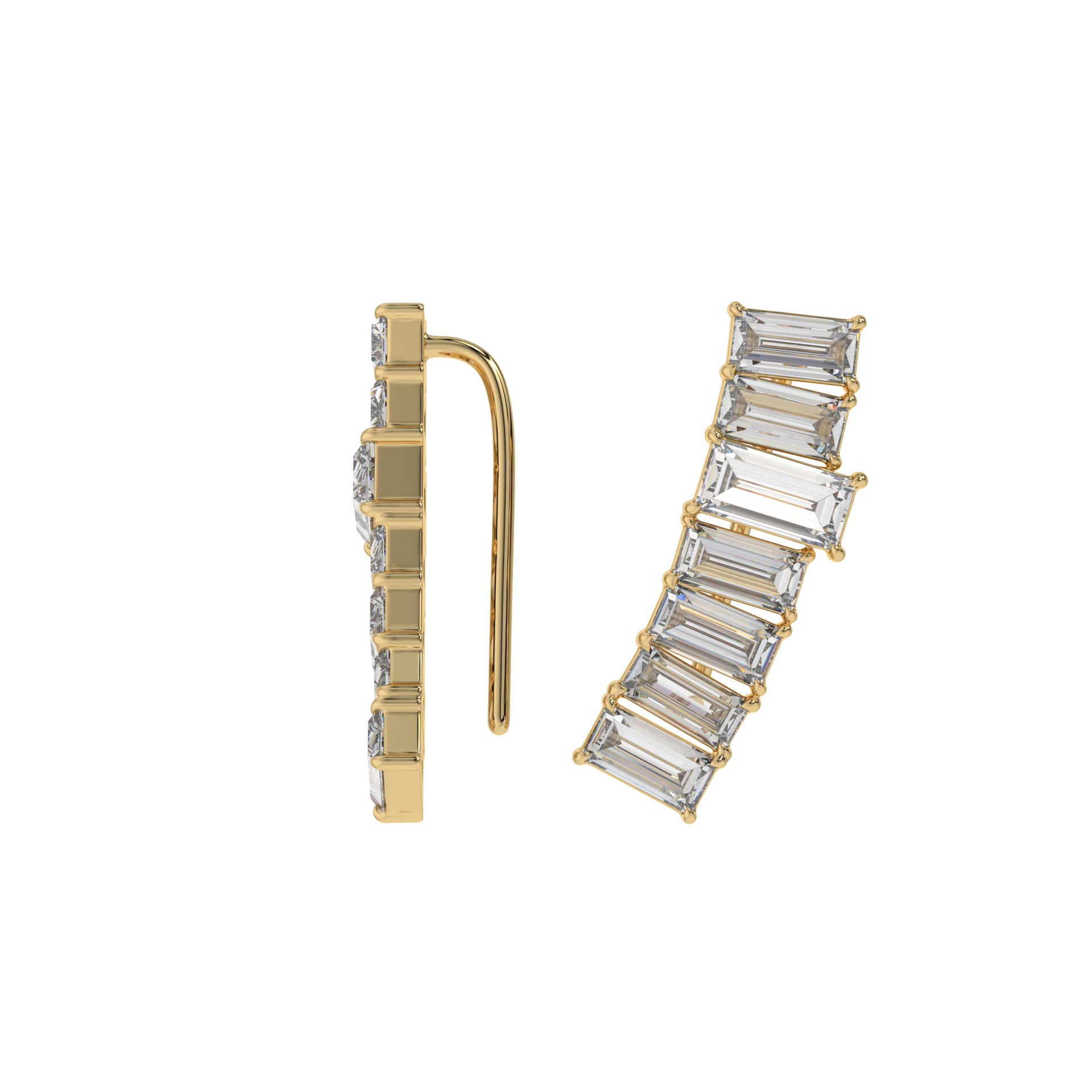 Baguette Cascade Diamond Ear Cuffs Caratlink