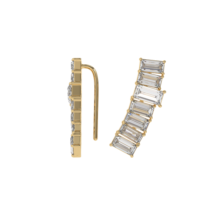 Baguette Cascade Diamond Ear Cuffs Caratlink