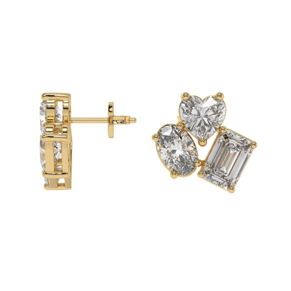 Trio Shape Diamond Stud Earrings Caratlink