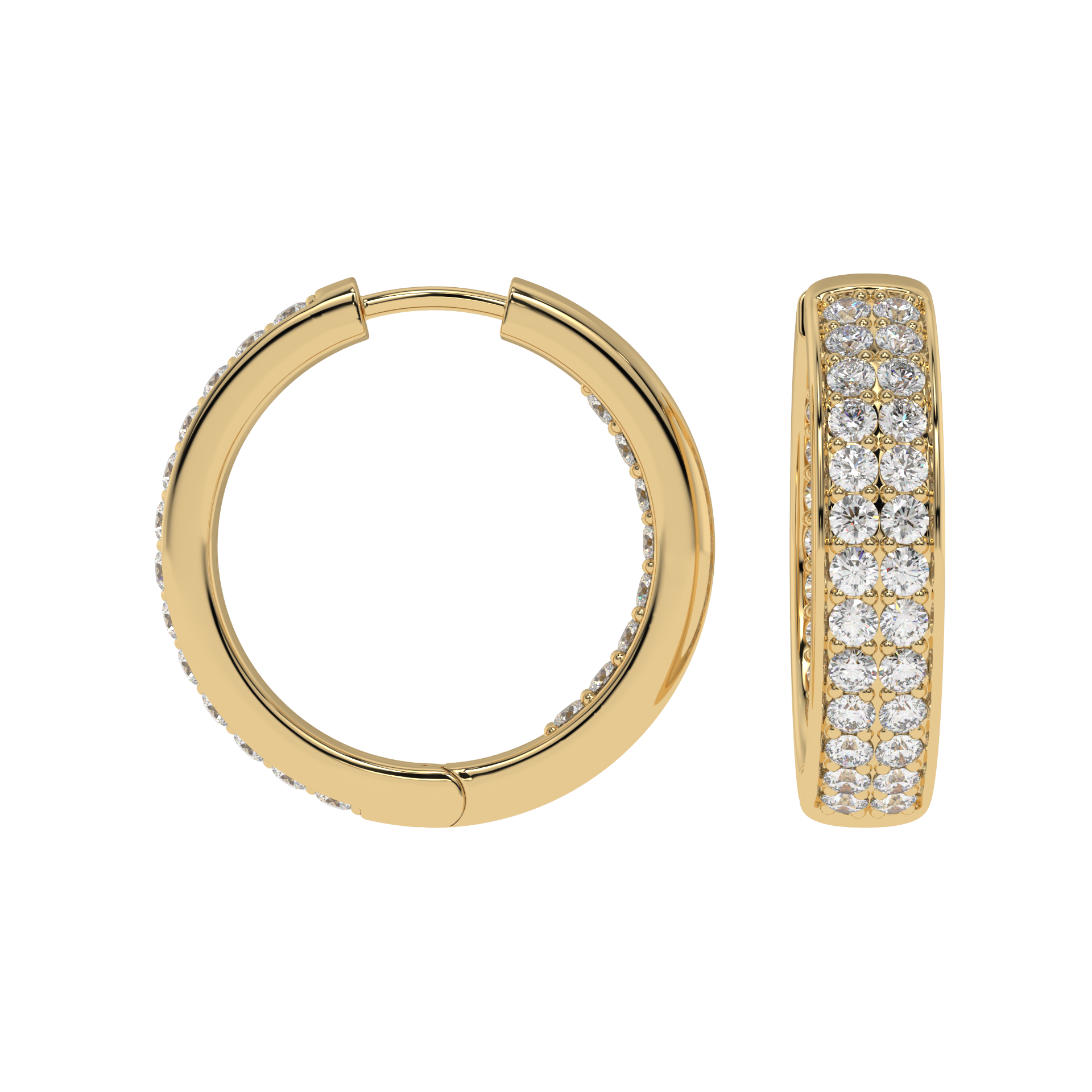 Double Row Diamond Hoop Earrings Caratlink