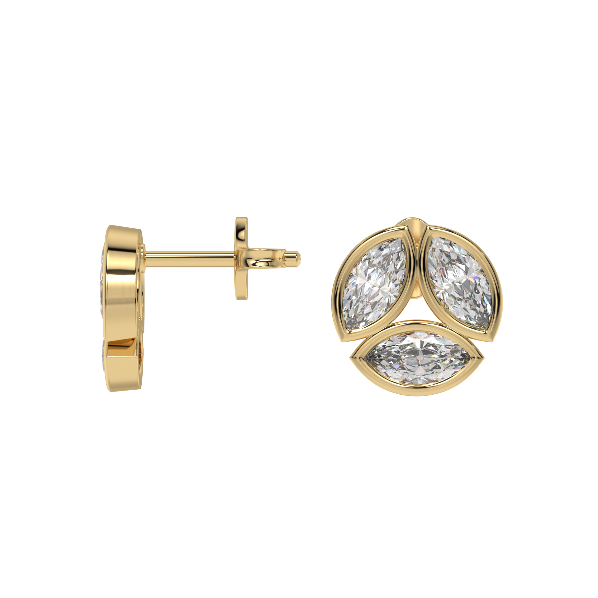 Marquise Trio Diamond Stud Earrings Caratlink
