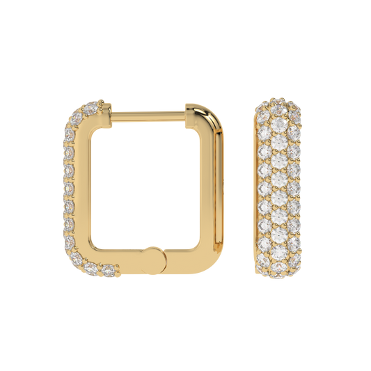 Triple Row Diamond Hoop Earrings