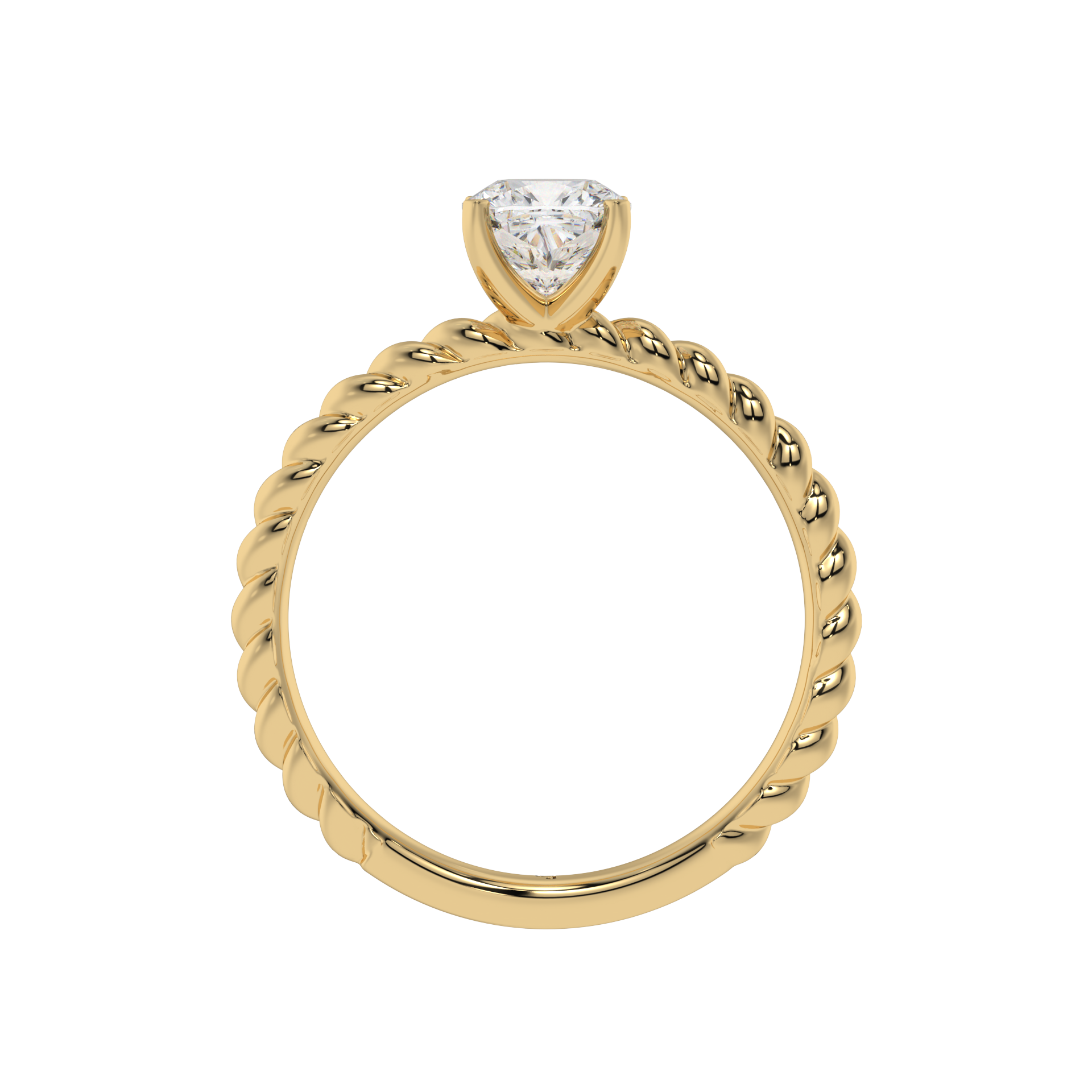 Twisted Rope Cushion Solitaire Ring - Caratlink