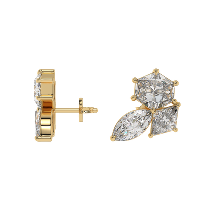 Hexa-Lozenge Diamond Stud Earrings Caratlink