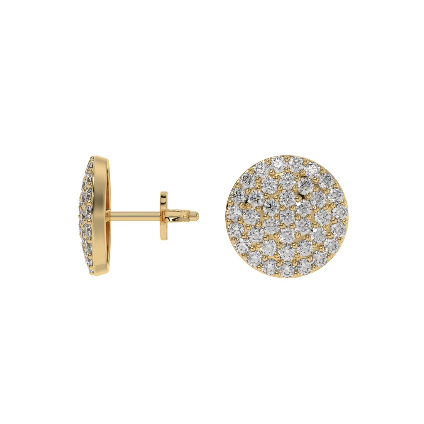 Pavé Round Diamond Stud Earrings Caratlink