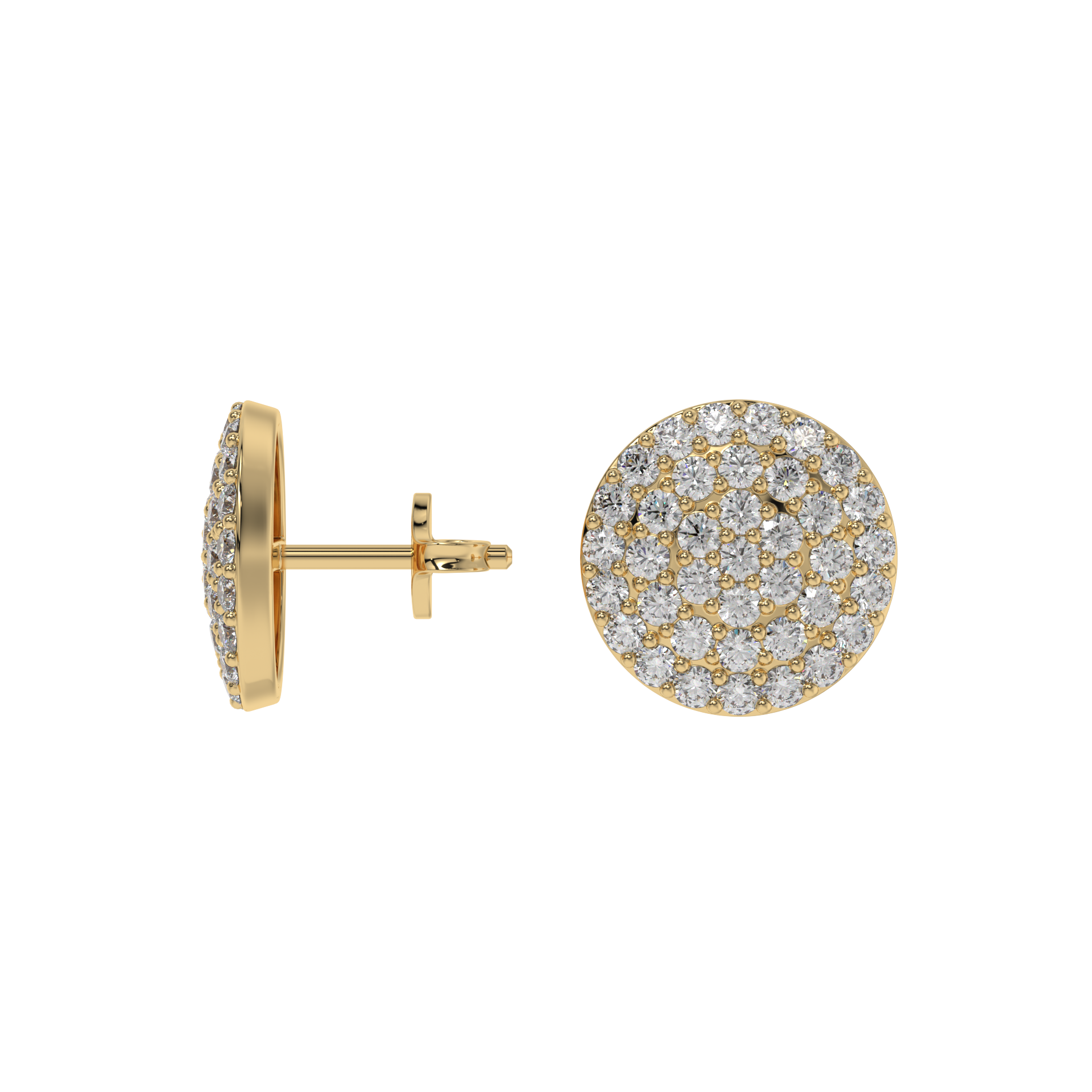 Pavé Round Diamond Stud Earrings Caratlink
