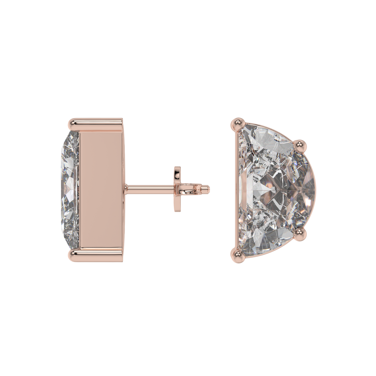 Half Moon Diamond Stud Earrings Caratlink