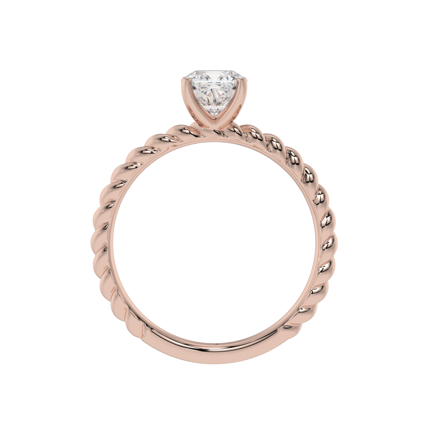 Twisted Rope Cushion Solitaire Ring - Caratlink