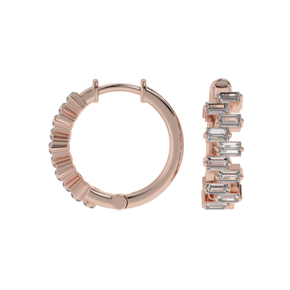 Architectural Baguette Diamond Hoop Earrings Caratlink