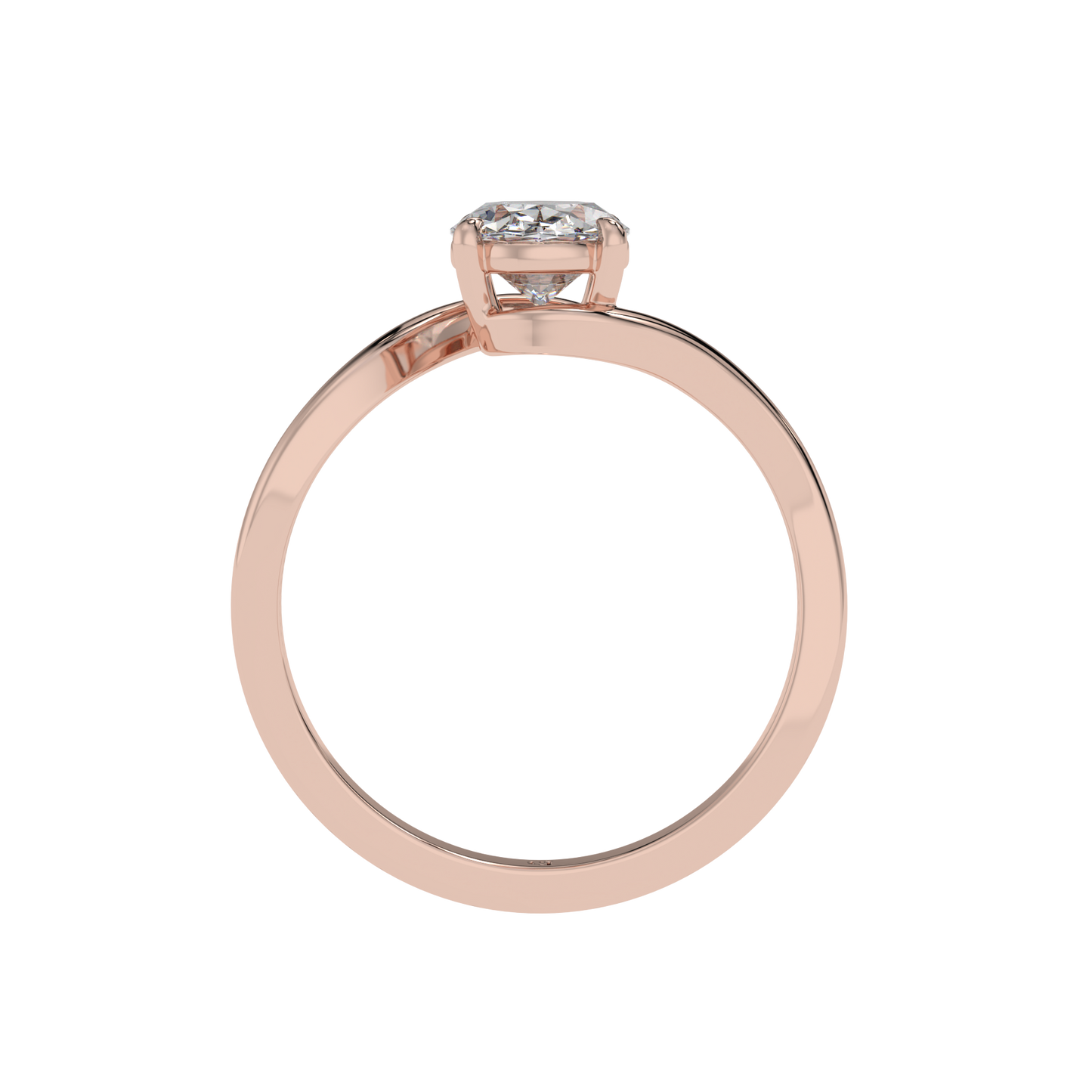Serene Twist Oval Solitaire Ring - Caratlink