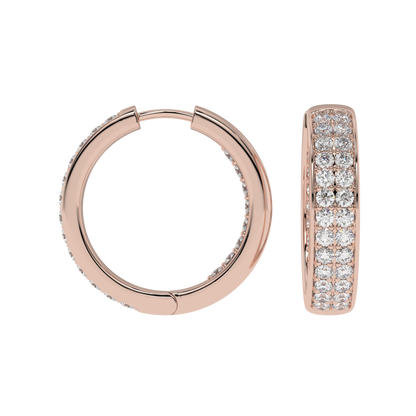 Double Row Diamond Hoop Earrings Caratlink