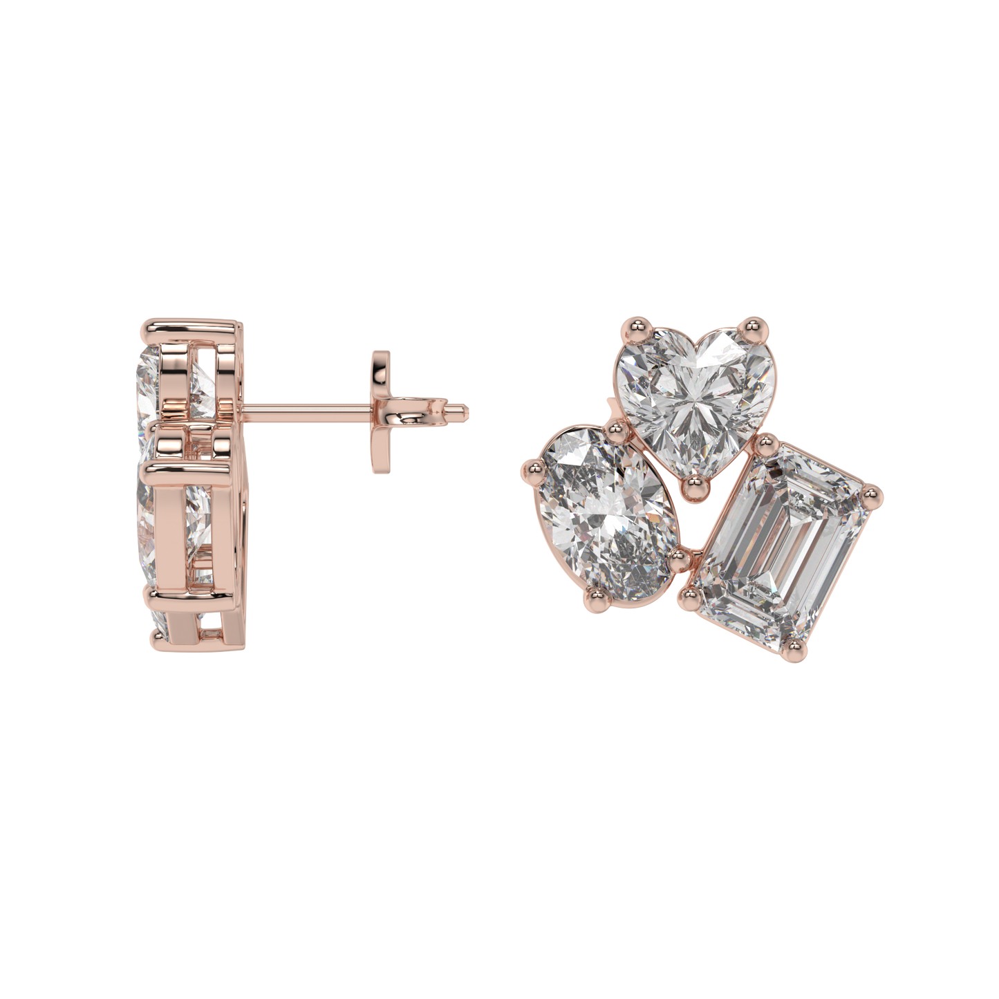 Trio Shape Diamond Stud Earrings Caratlink