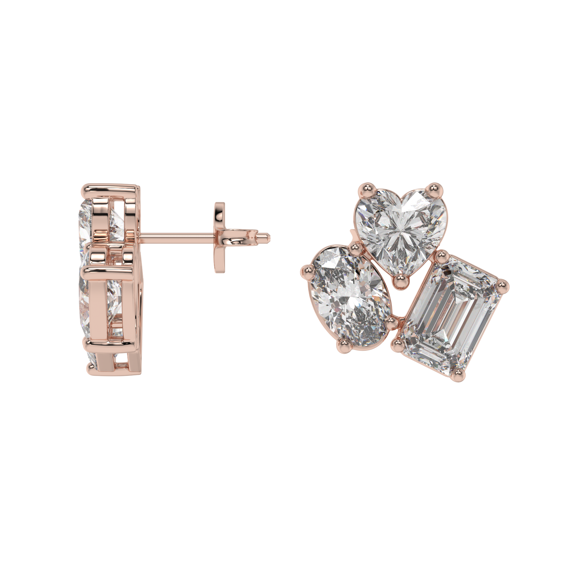 Trio Shape Diamond Stud Earrings Caratlink