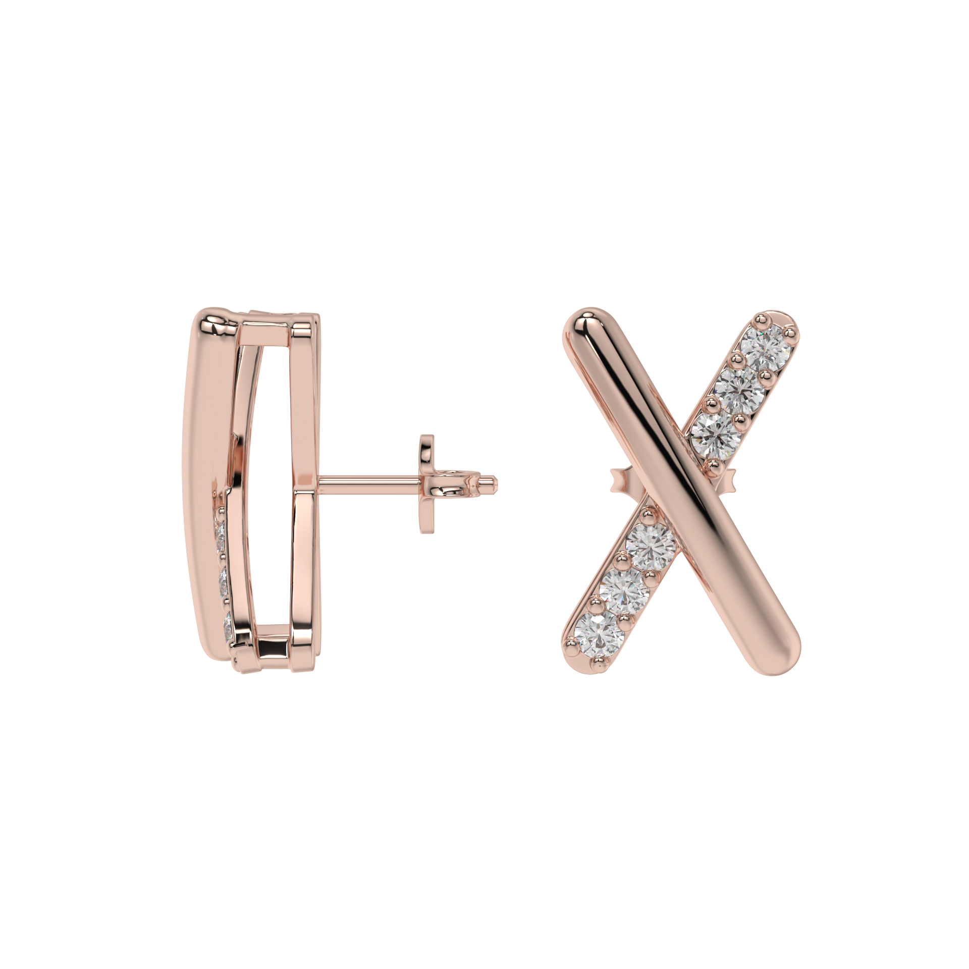 Crossline Diamond Studs CaratLink