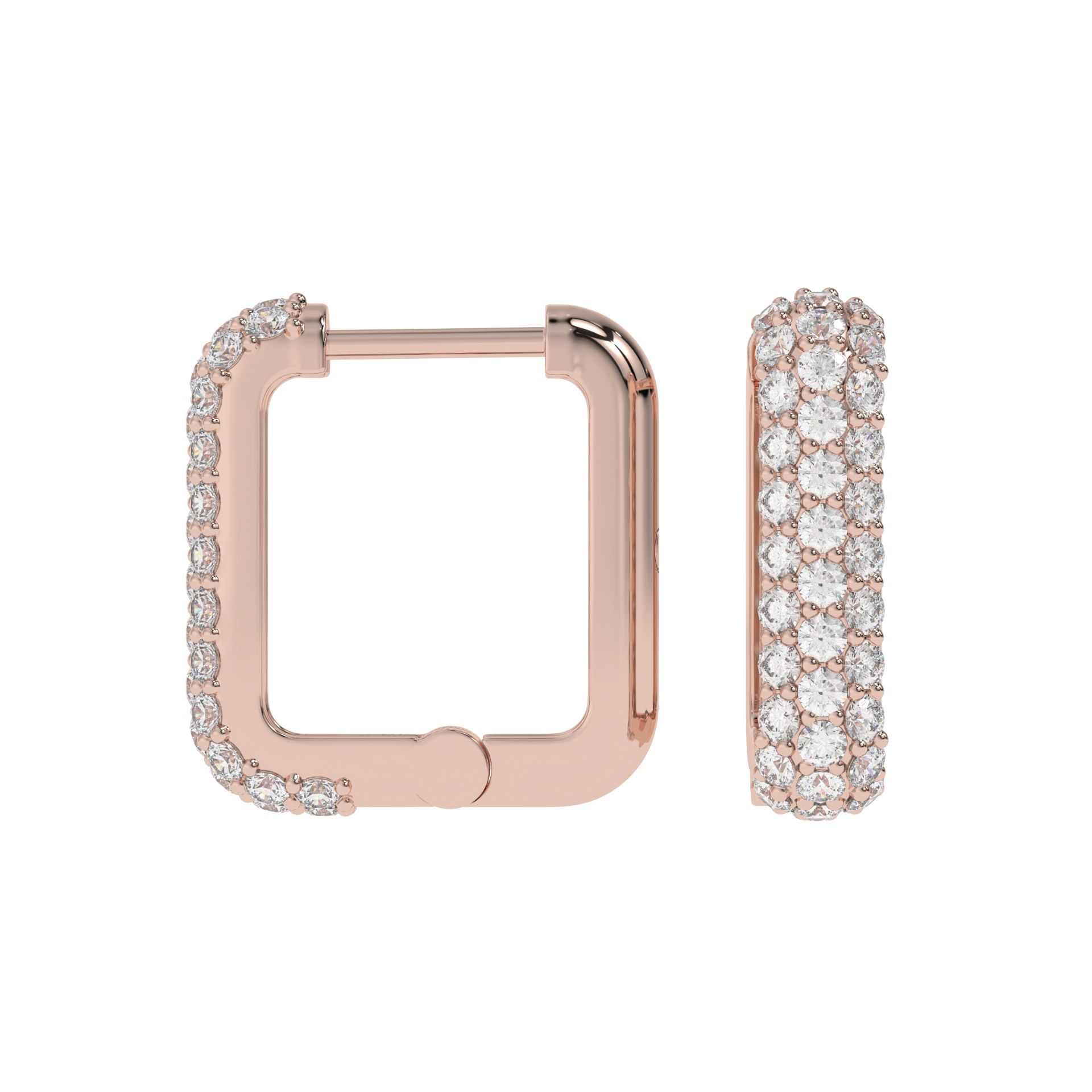 Triple Row Diamond Hoop Earrings CaratLink