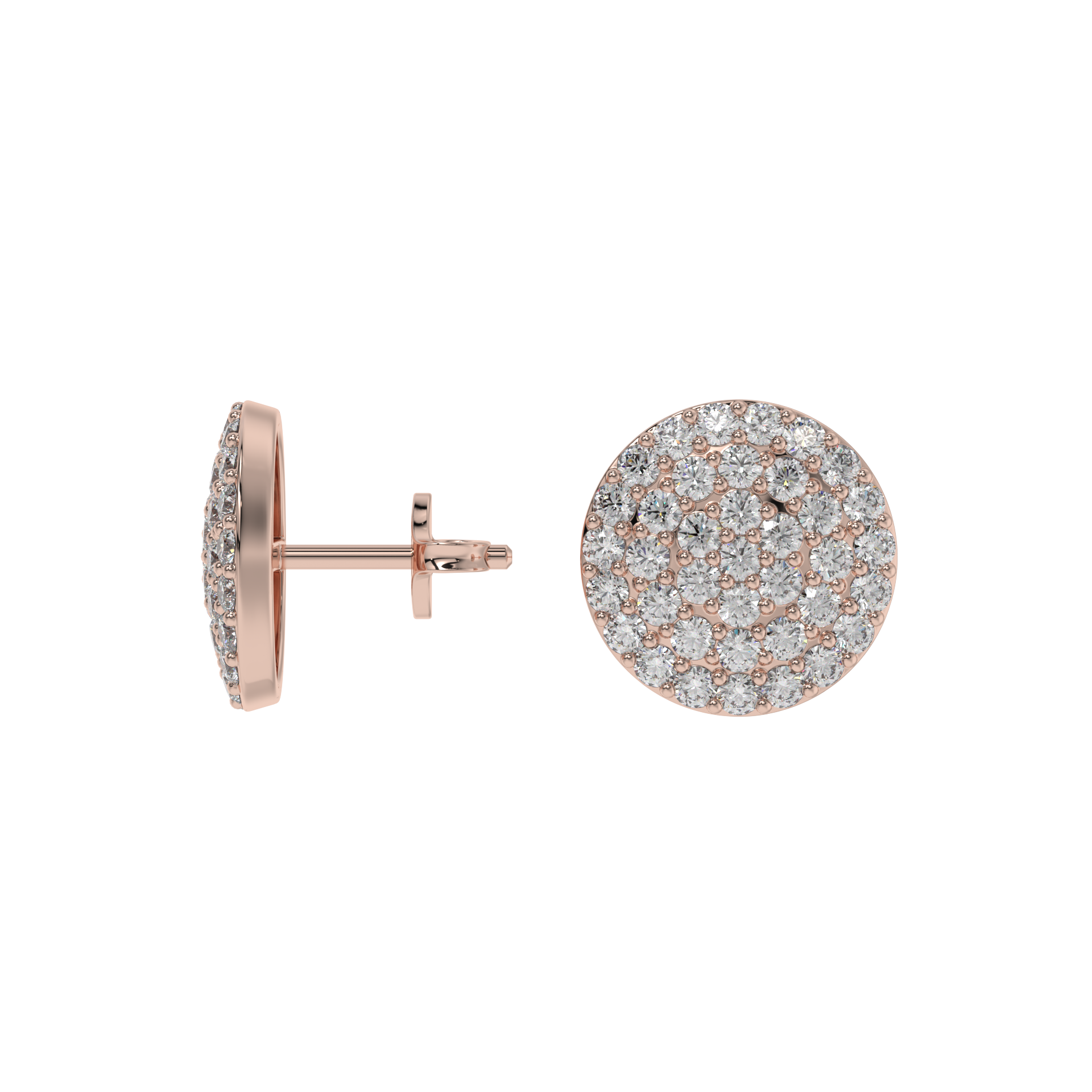 Pavé Round Diamond Stud Earrings Caratlink