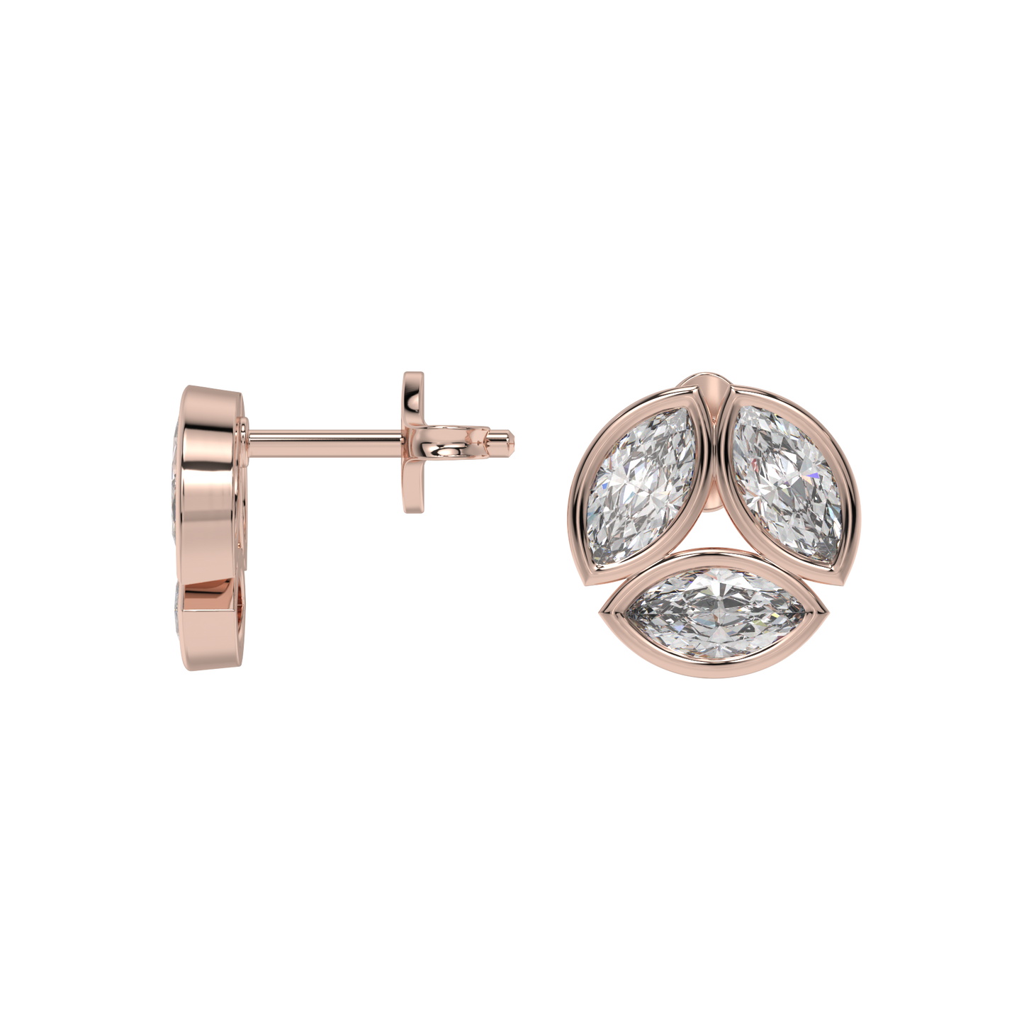 Marquise Trio Diamond Stud Earrings Caratlink