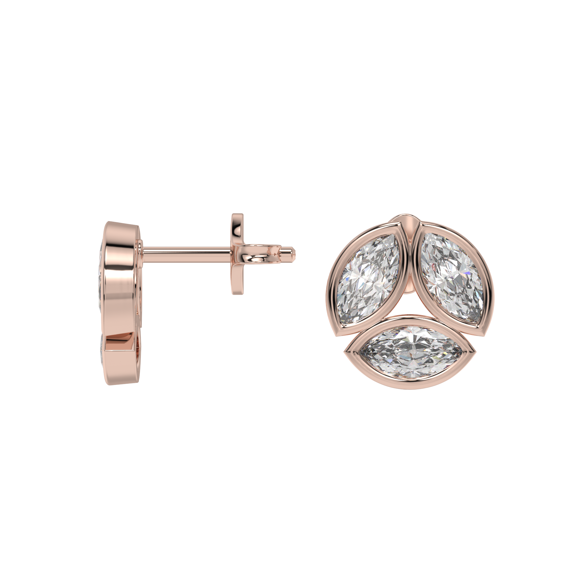 Marquise Trio Diamond Stud Earrings Caratlink