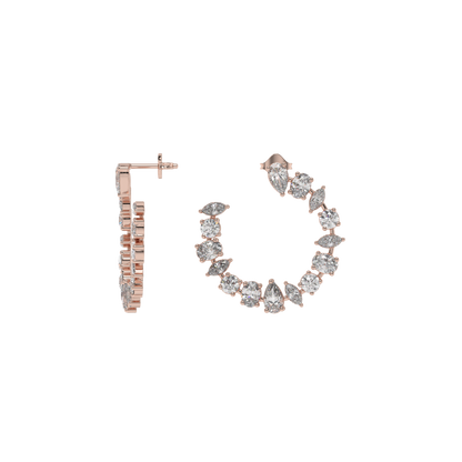 Multi-Shape Diamond Crescent Hoop Earrings Caratlink