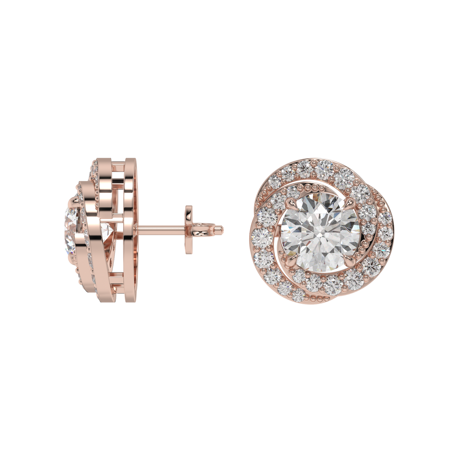 Twirl Halo Diamond Studs CaratLink