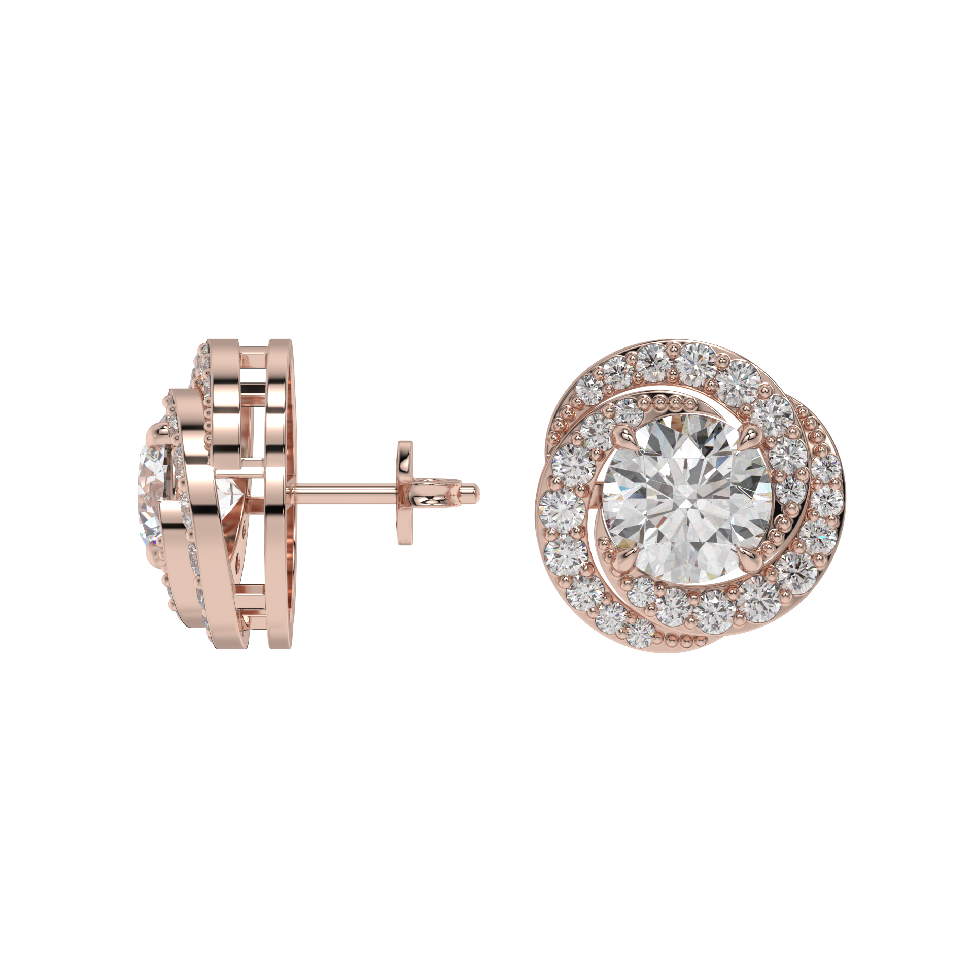 Twirl Halo Diamond Studs CaratLink