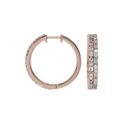 Luxe Baguette & Round Diamond Hoops Caratlink