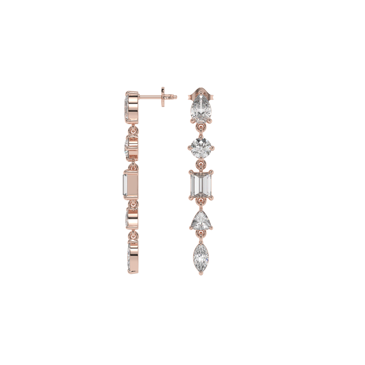 Multi-Shape Diamond Drop Earrings Caratlink