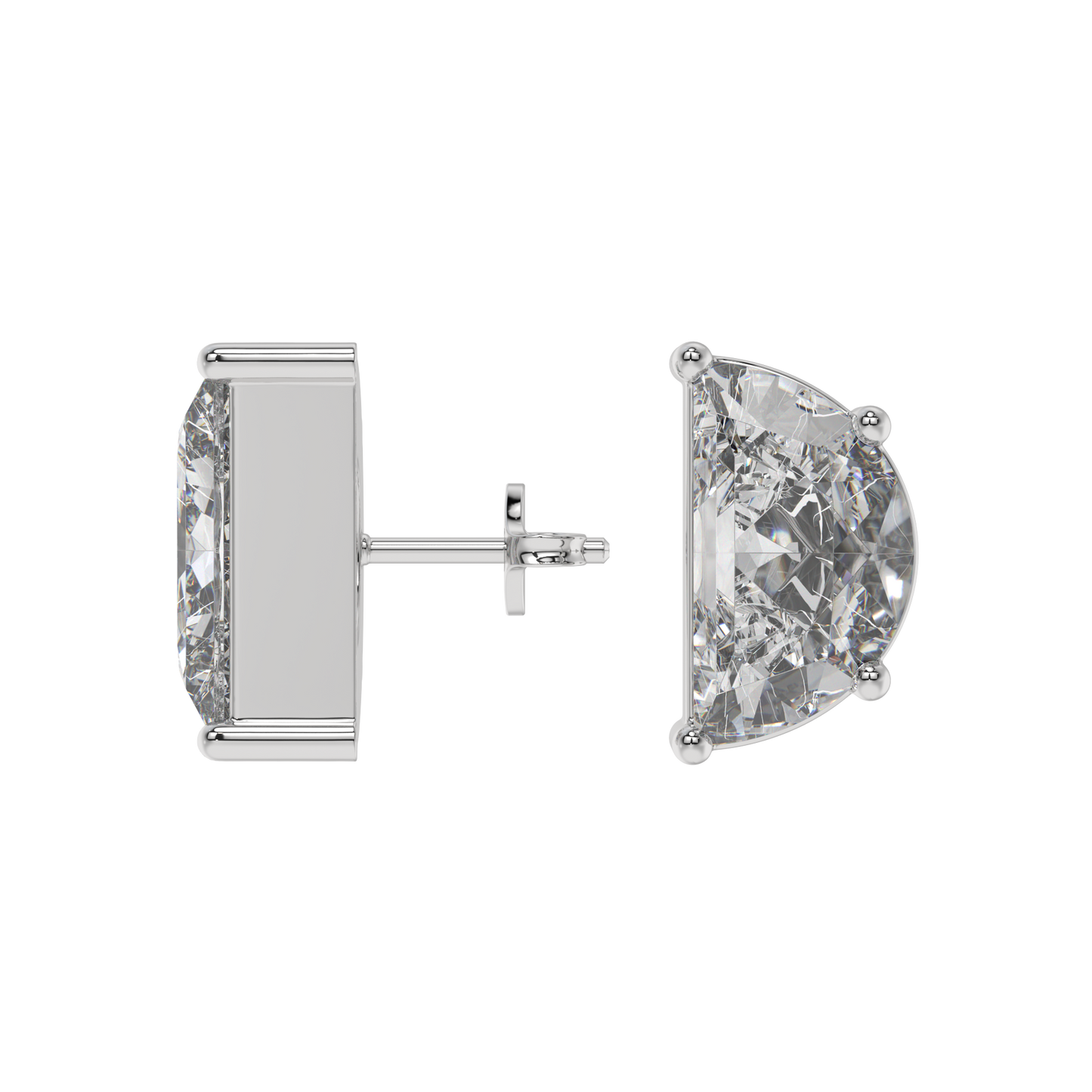 Half Moon Diamond Stud Earrings Caratlink