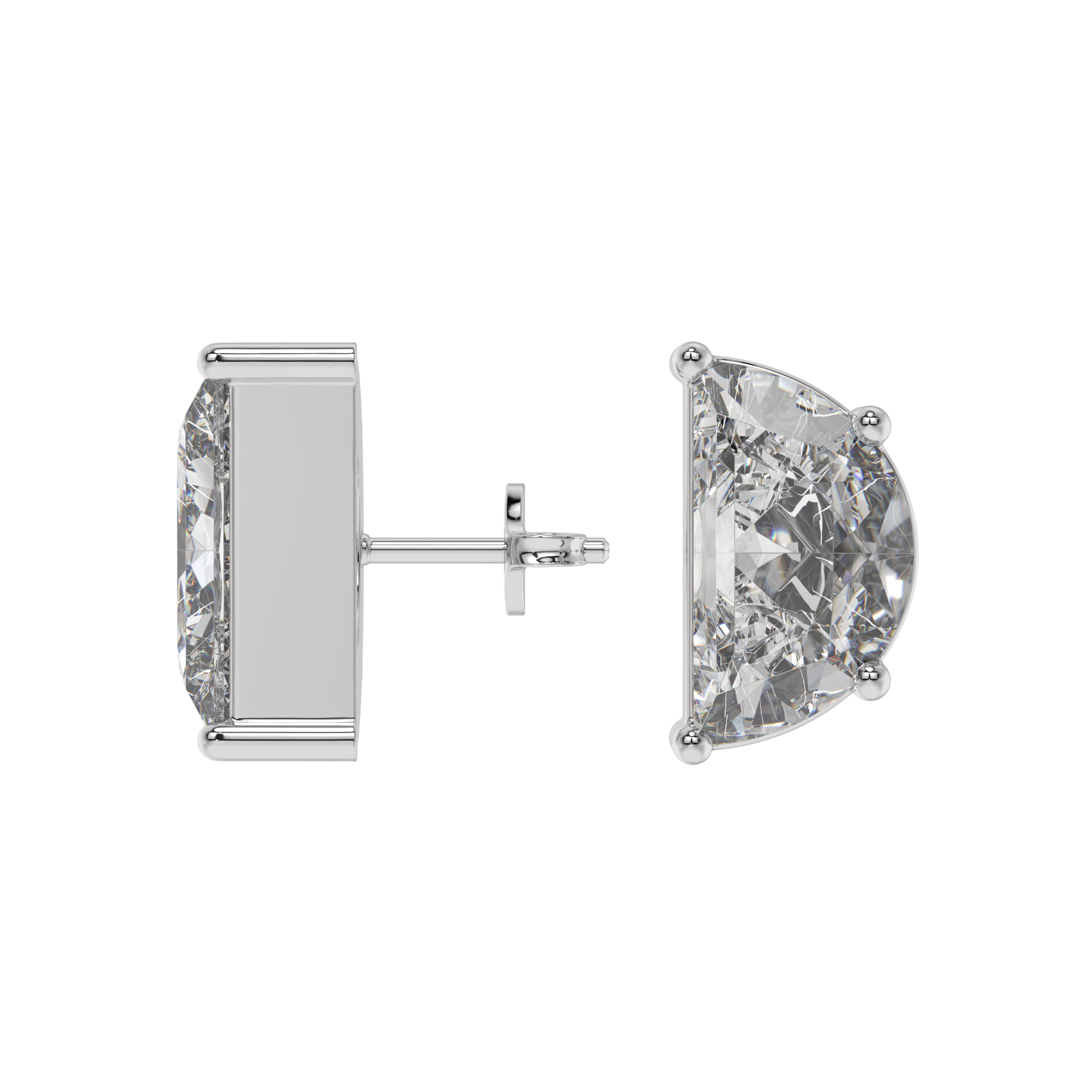 Half Moon Diamond Stud Earrings Caratlink
