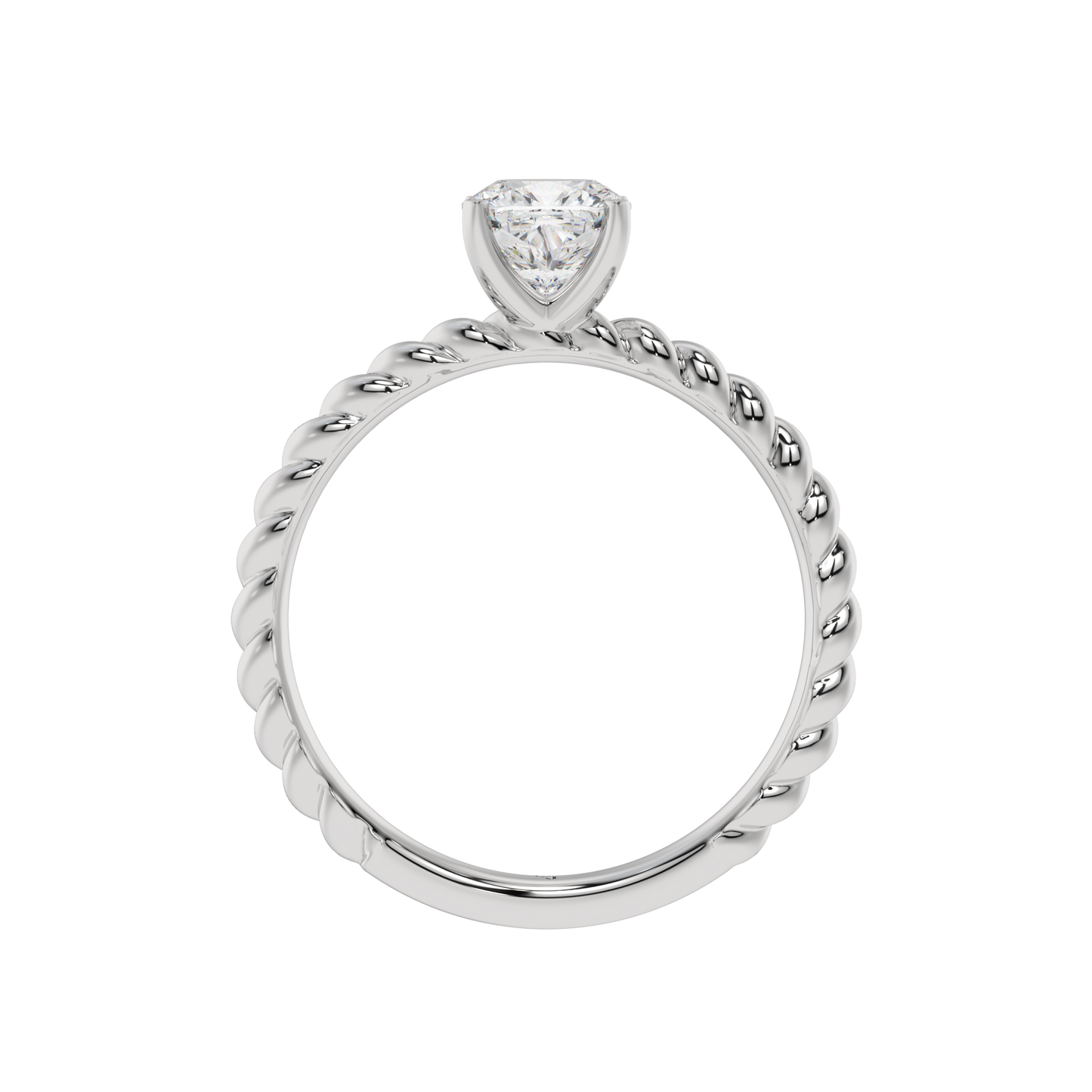 Twisted Rope Cushion Solitaire Ring - Caratlink