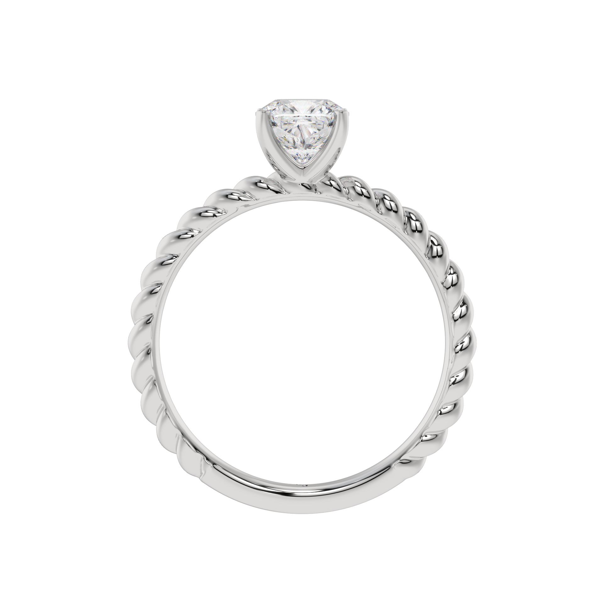 Twisted Rope Cushion Solitaire Ring - Caratlink
