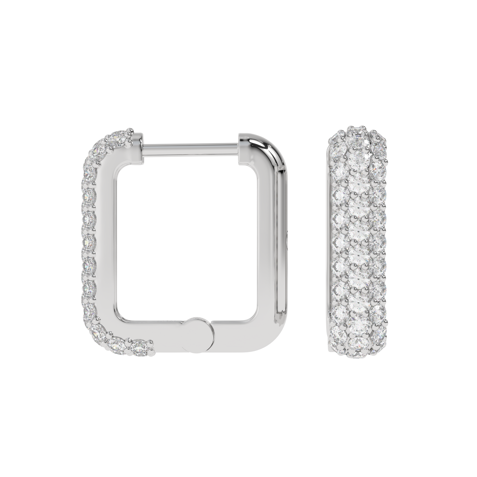 Triple Row Diamond Hoop Earrings CaratLink