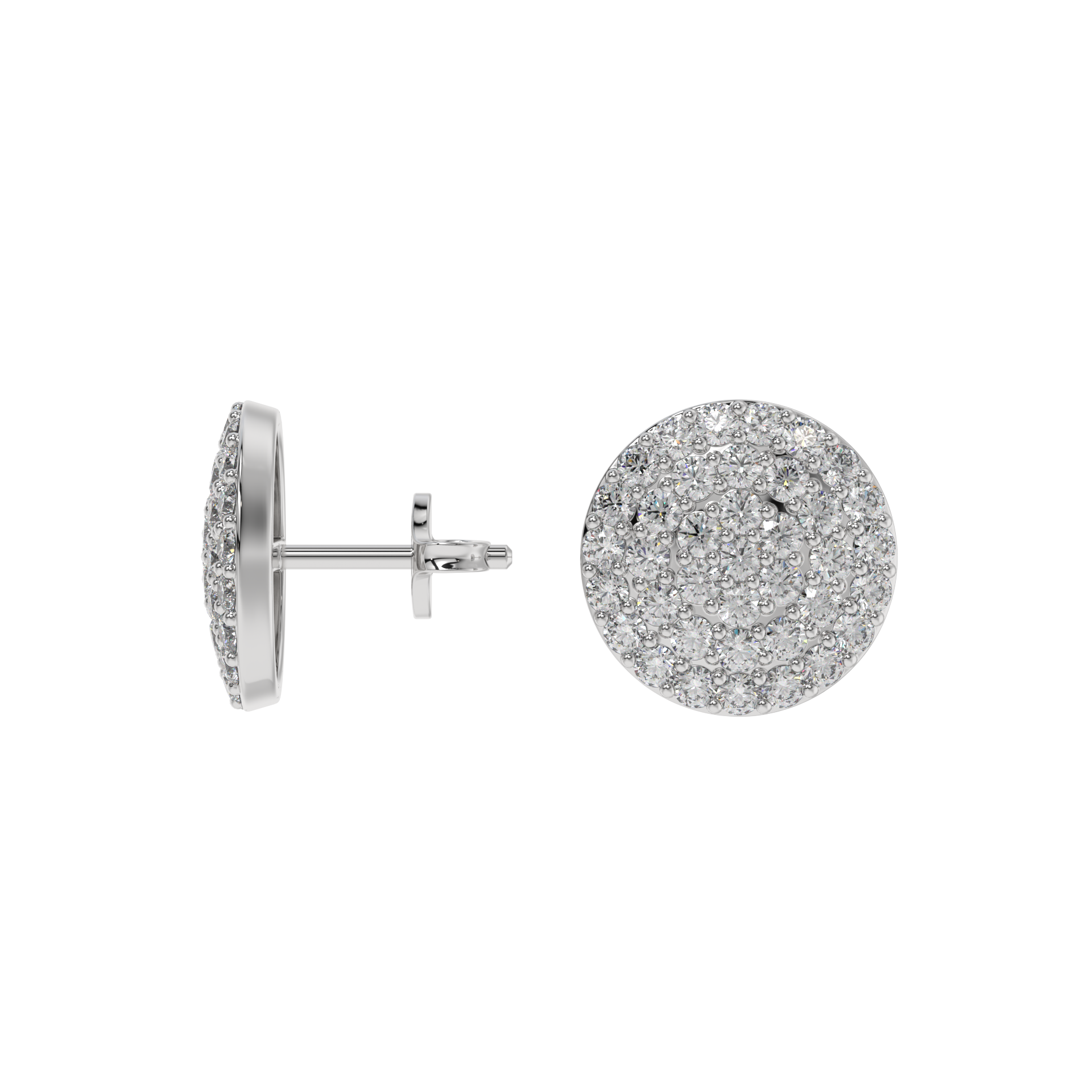 Pavé Round Diamond Stud Earrings Caratlink
