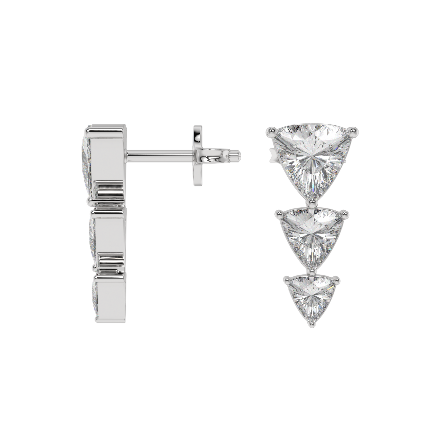 Trillion Cascade Diamond Stud Earrings Caratlink