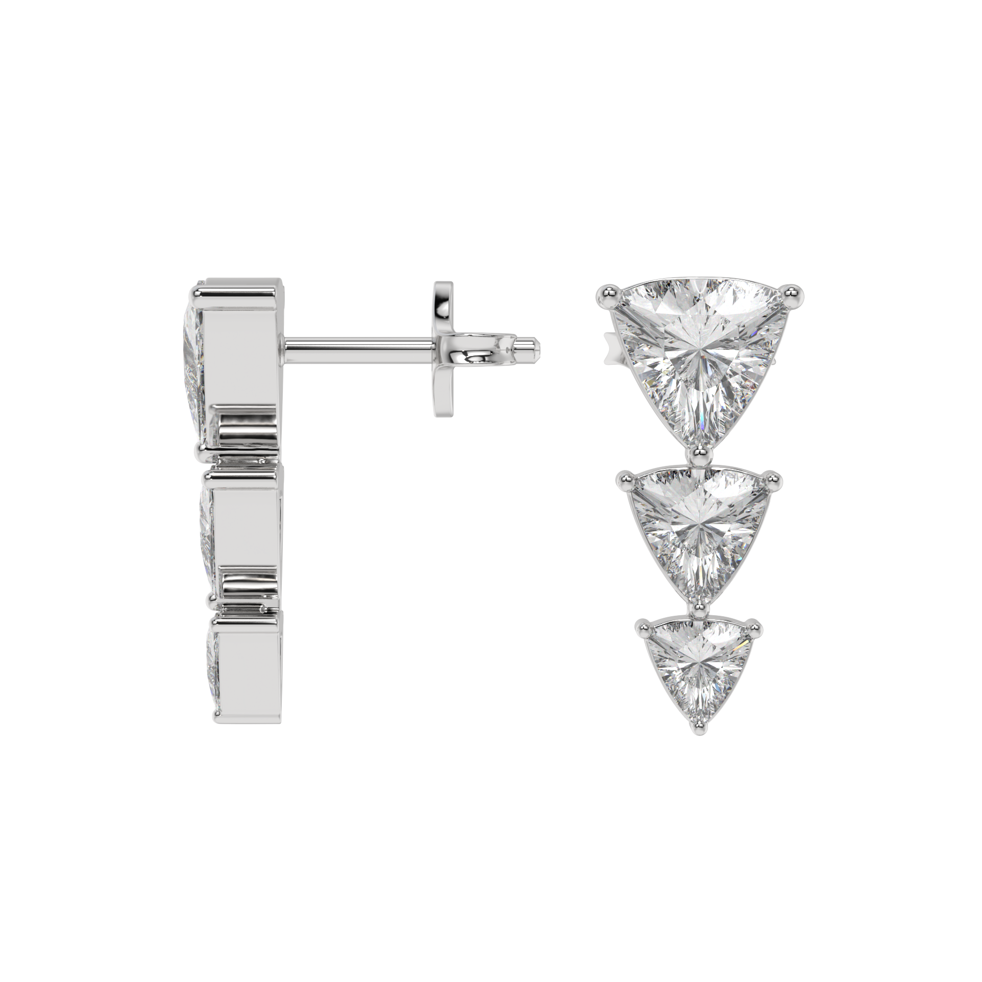 Trillion Cascade Diamond Stud Earrings Caratlink